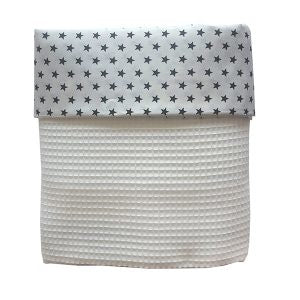 Ledikantdeken wafelstof - zwart wit sterrentjes