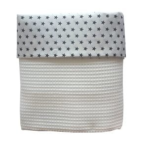 Wiegdeken wafelstof wit - zwartwit sterretjes