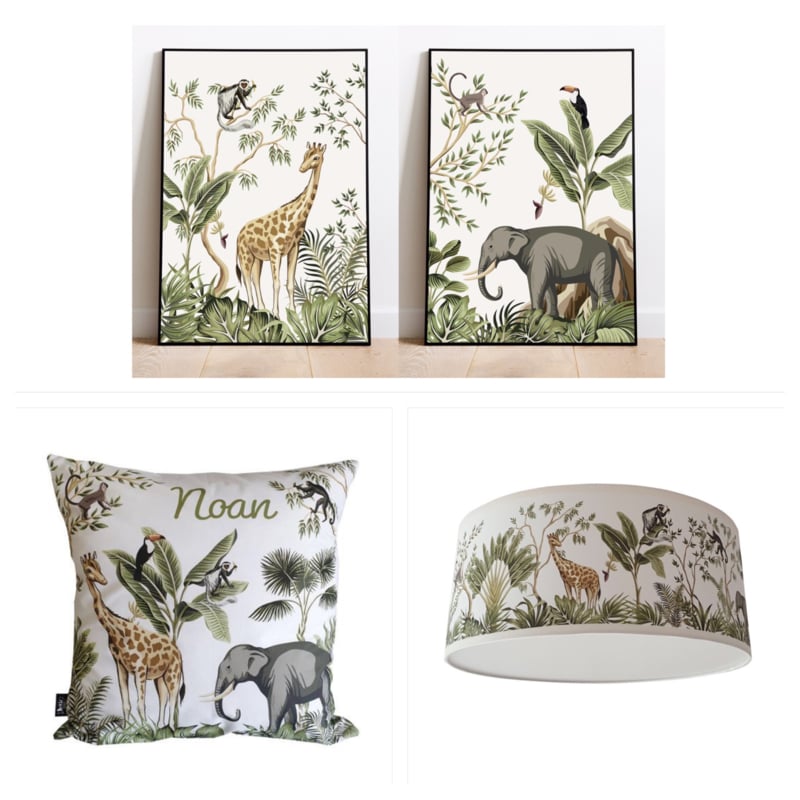 Kinderkamer aankleding en decoratie set - Jungle (met lamp)