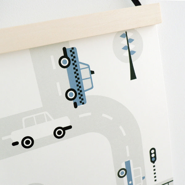 Poster set voertuigen kinderkamer - jeansblauw A3