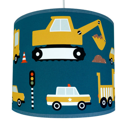 Kinderkamer lamp auto voertuigen - on the road donkerblauw