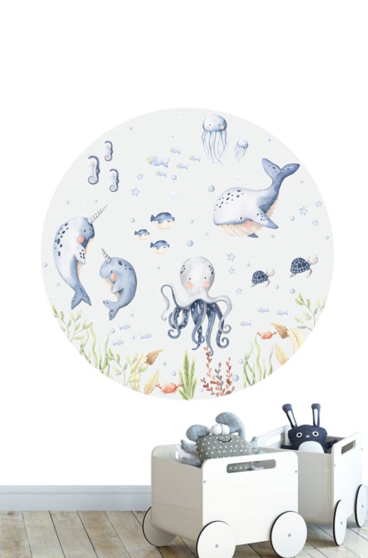 Muursticker zeedieren in onderwater wereld - kinderkamer