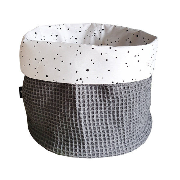 Commodemandje wafelstof donkergrijs - confetti