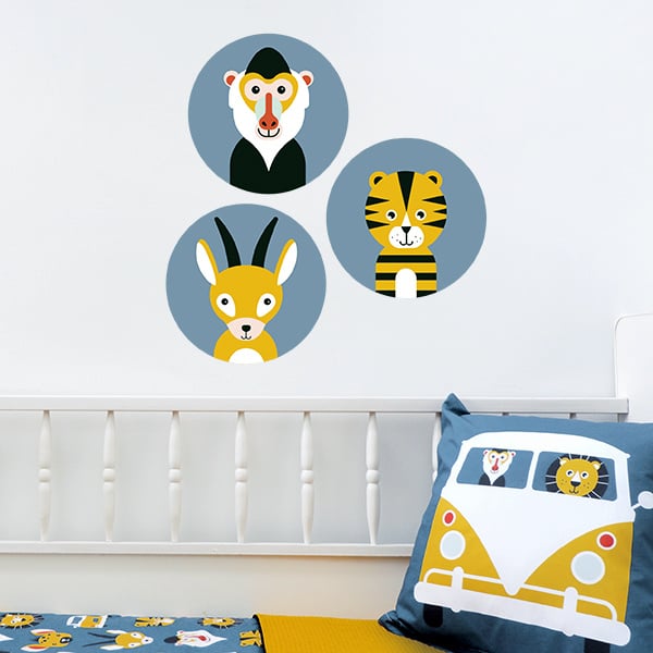 Muurcirkel set safari jungle kinderkamer (jeans blauw)