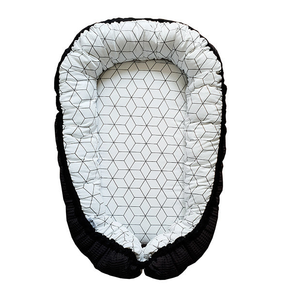 Babynestje wafelstof zwart - kubus