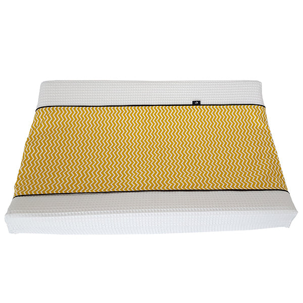Aankleedkussenhoes wafelstof - oker zigzag