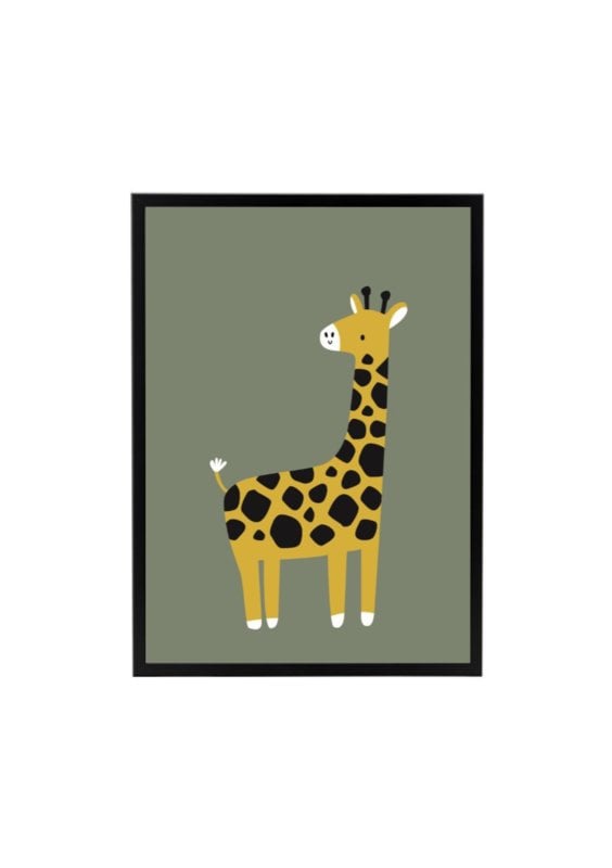 Poster kinderkamer - giraffe (olijfgroen)