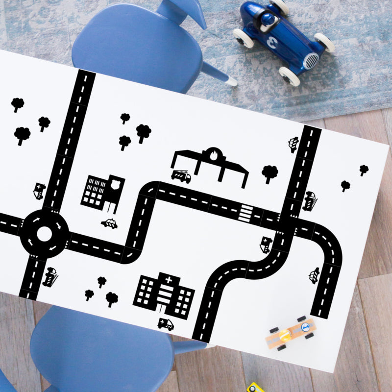 Thema set sticker autobaan hulpdiensten politie brandweer ambulance ziekenhuis- zwart