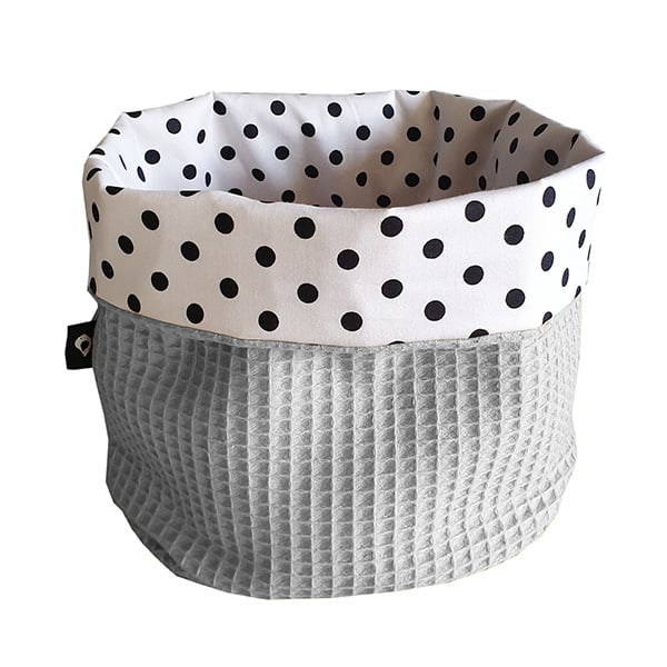 Commodemandje wafelstof grijs - stippen
