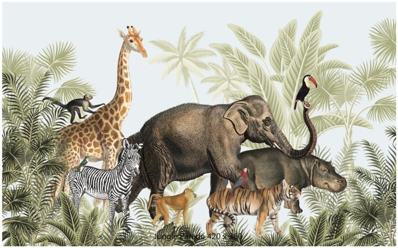 Behangcirkel Jungle Giraf Vintage taupe Behangcirkel Jungle Giraf Vintage taupe