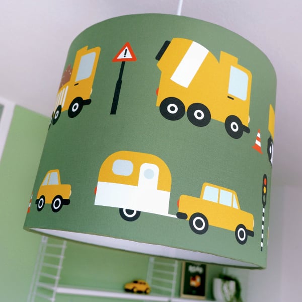 Kinderkamer lamp auto voertuigen - on the road olijfgroen