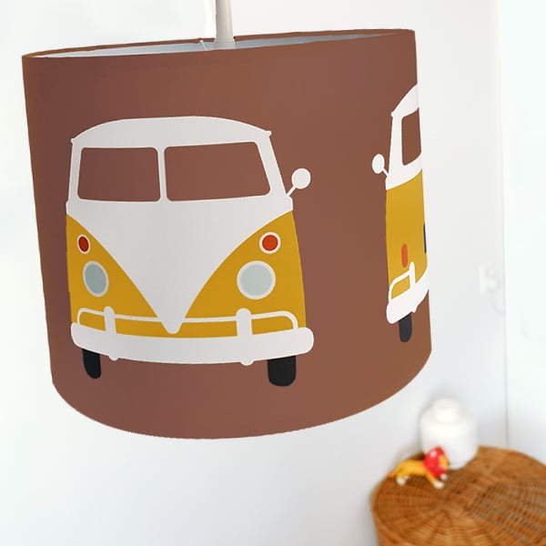 Kinderkamer lamp safari jungle bus - terracotta bruin