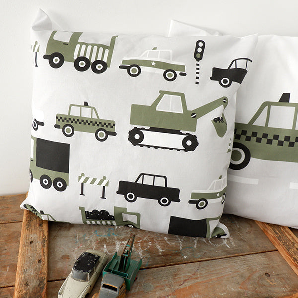 Kussen auto voertuigen olijf groen - inclusief binnenkussen