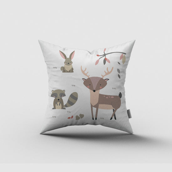 Kussen bosdieren kinderkamer - babykamer (taupe)