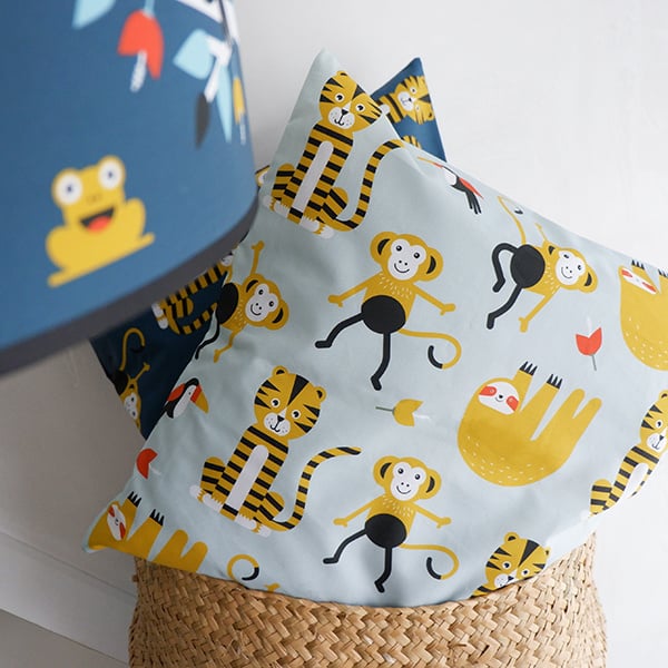 Kussen jungle kinderkamer mint - inclusief binnenkussen