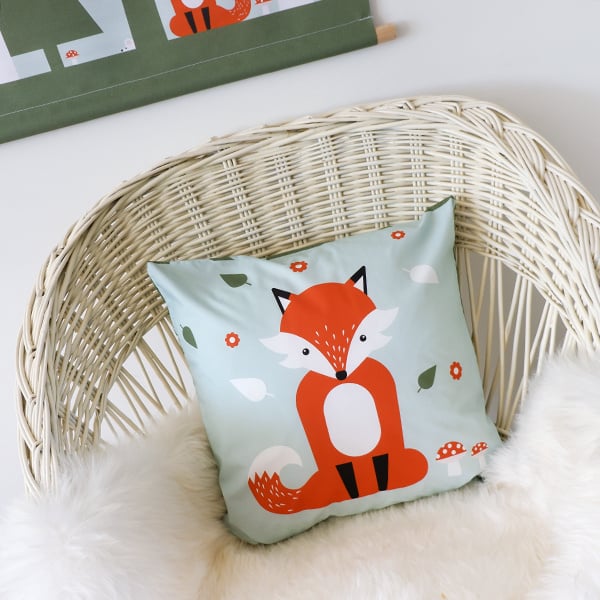 Kussen kinderkamer Vos mint - inclusief binnenkussen
