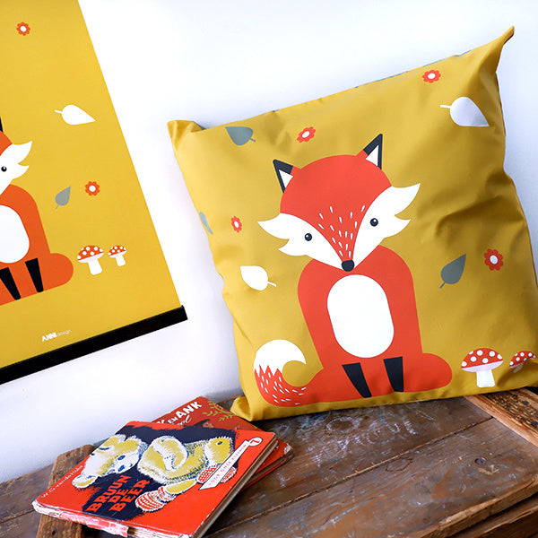 Kussen kinderkamer Vos oker - inclusief binnenkussen