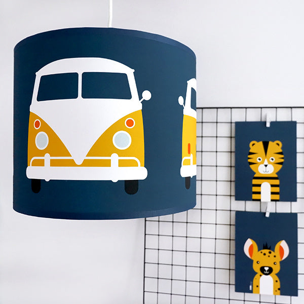 Lamp safari jungle bus kinderkamer - donkerblauw