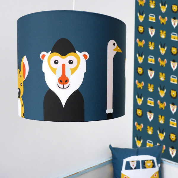 Lamp safari jungle dieren thema kamer - donkerblauw