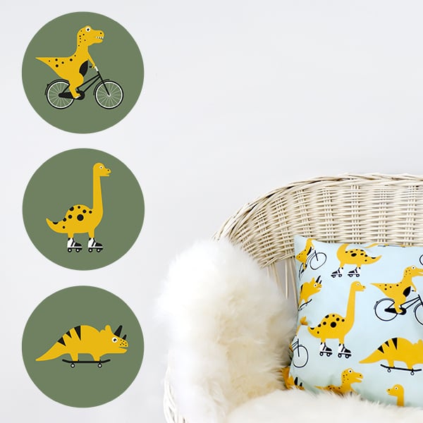 Muurcirkel set rond - dino kamer