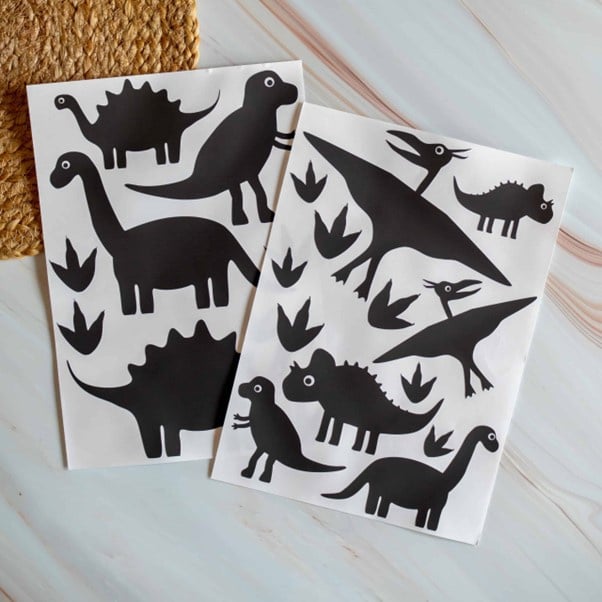 Muursticker set dino kamer kinderkamer - zwart