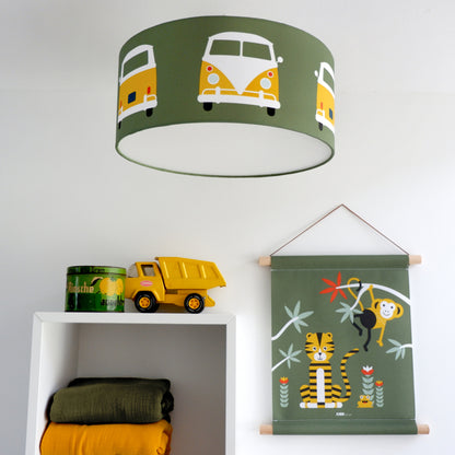 Plafondlamp VW bus - olijfgroen oker