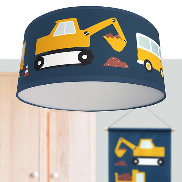 Plafondlamp kinderkamer auto voertuigen - on the road donker blauw