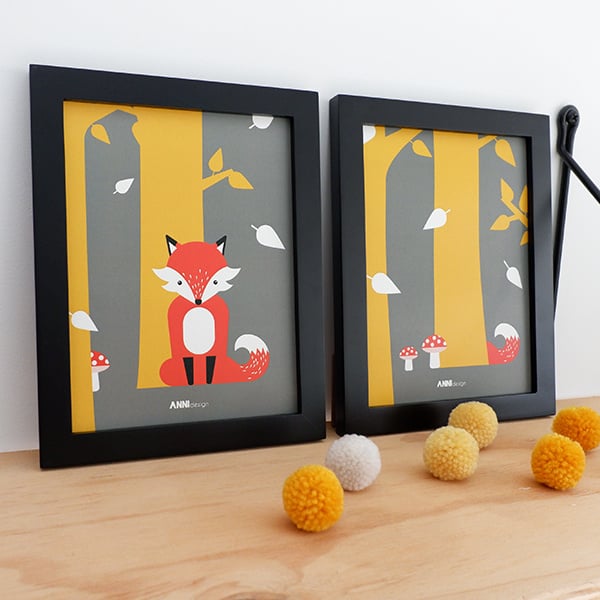 Posterset kinderkamer vos - oker