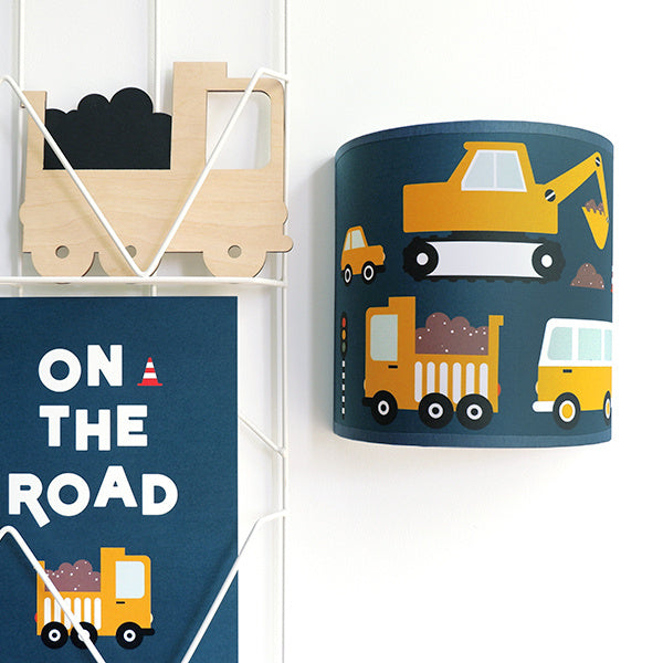 Wandlamp kinderkamer  auto voertuigen - on the road donkerblauw