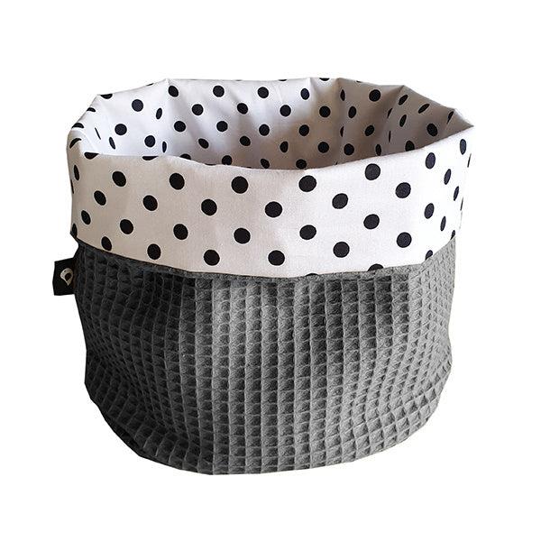 Commodemandje wafelstof donkergrijs - stippen