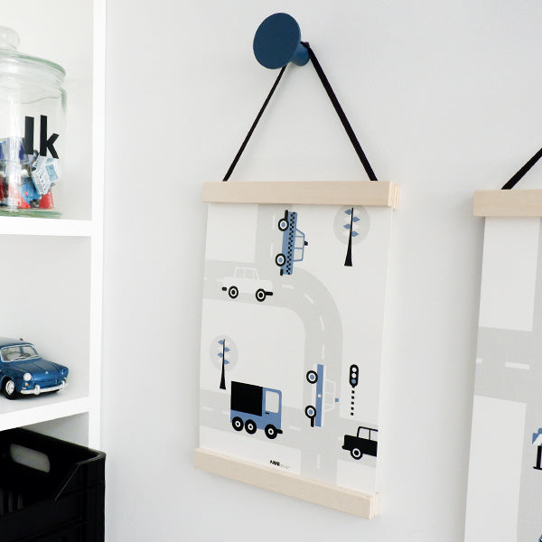 Poster auto voertuigen kinderkamer - jeans blauw