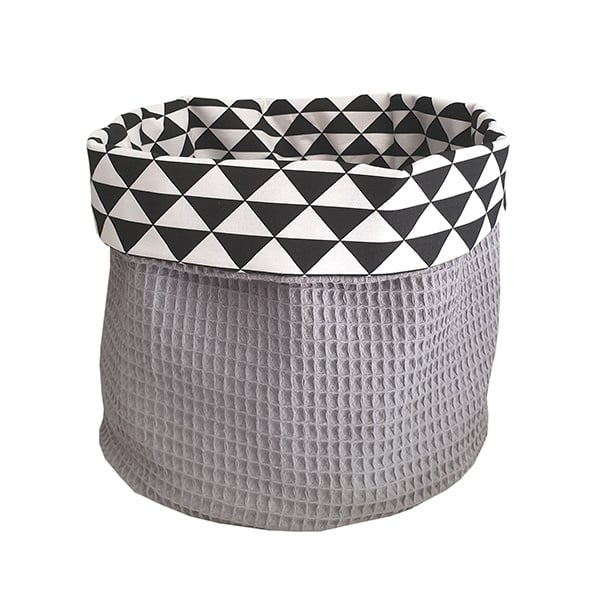 Commodemandje wafelstof grijs- driehoek zwart