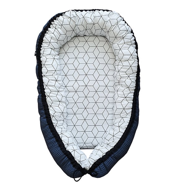 Babynestje wafelstof donker oud blauw - kubus