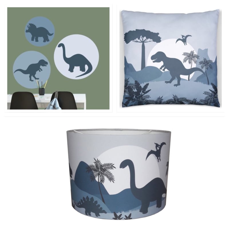 Kinderkamer aankleding en decoratie set - dinosaurus kinderkamer (met lamp)