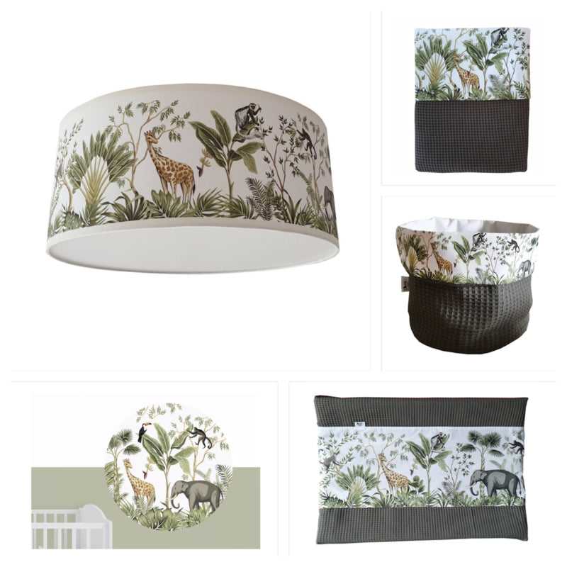 Babykamer aankleding en decoratie set XL - Jungle (met muurcirkel + lamp)