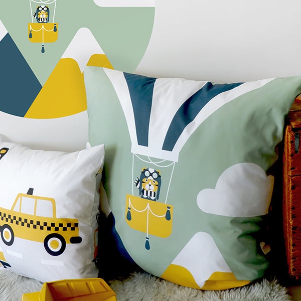 Kussen XL luchtballon piloot kinderkamer