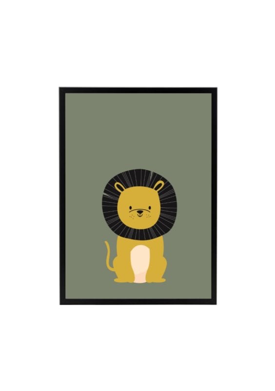 Poster kinderkamer - leeuw (olijfgroen)