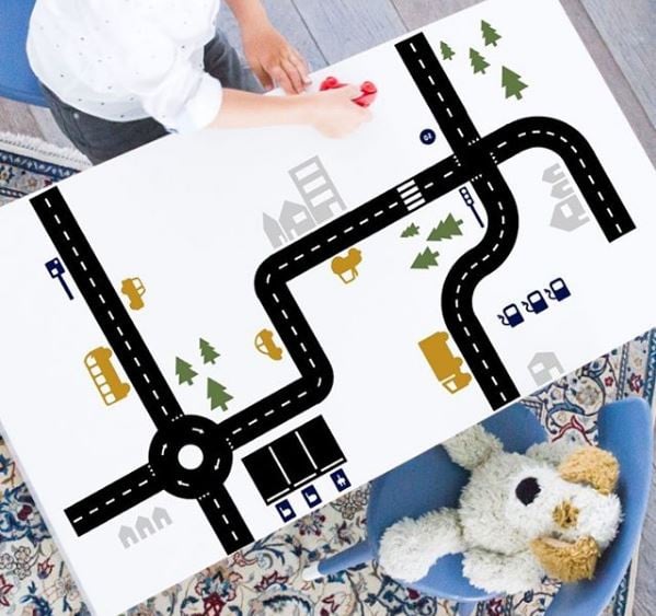 Autobaan stickerset zwarte wegdelen met kleur, voordeelset