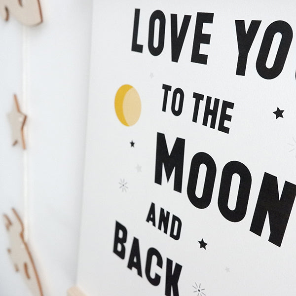 Poster kinderkamer - Love you to the moon - A4 formaat