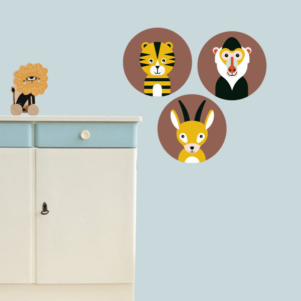 Muurcirkel set safari jungle kinderkamer (terracotta bruin)