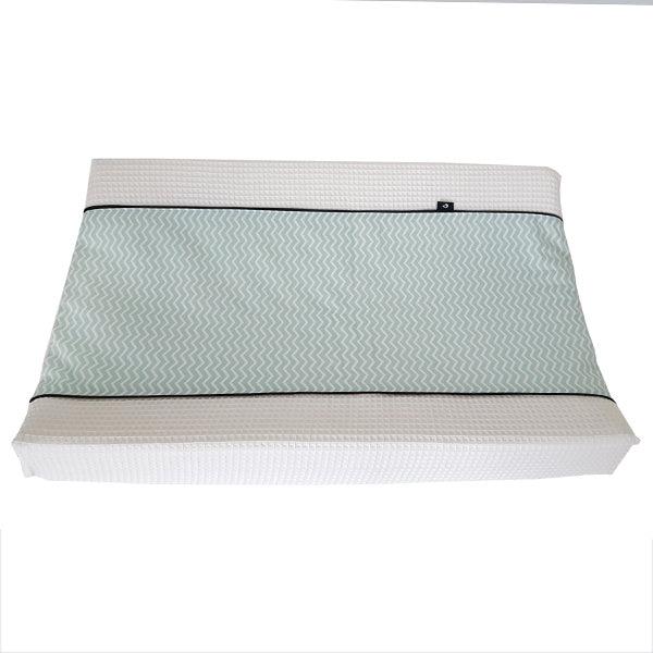 Aankleedkussenhoes wafelstof - mint zigzag