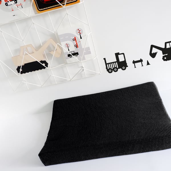 Aankleedkussenhoes babykamer wafelstof zwart - basic