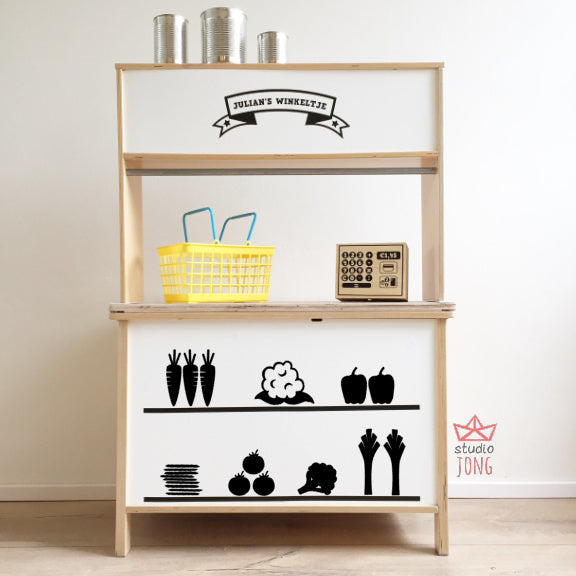 Speelgoedwinkeltje stickers - groentewinkel