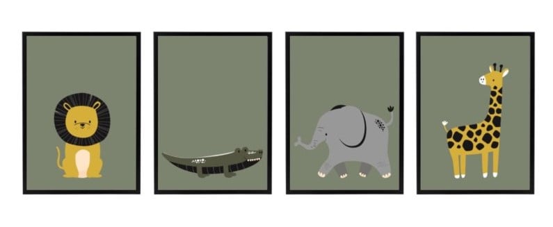 Poster kinderkamer - olifant (olijfgroen)