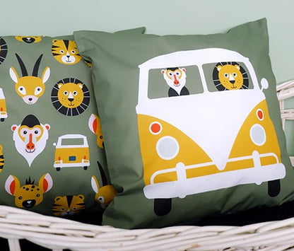 Kinderkamer aankleding en decoratie set - Safari VW bus olijfgroen oker (met lamp)