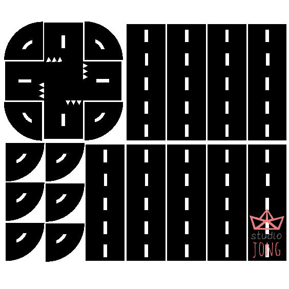 Autobaan wegdelen stickers zwart