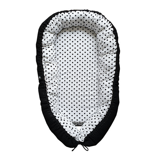 Babynestje wafelstof zwart - stippen