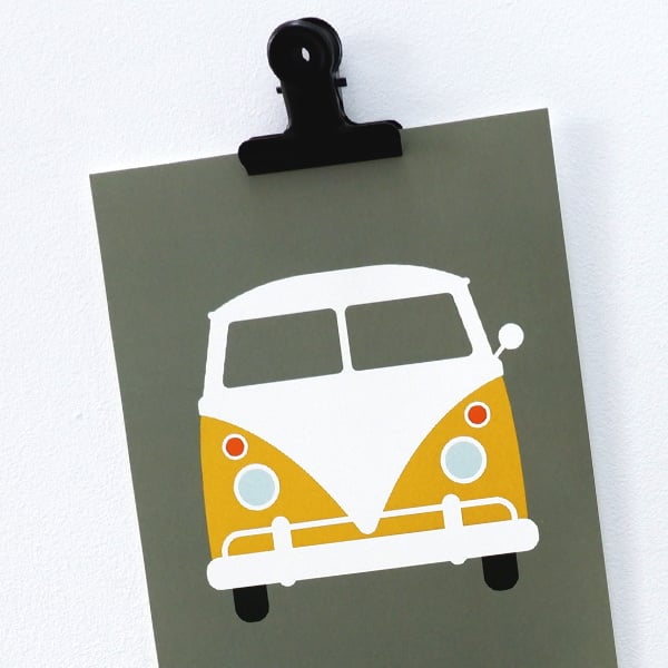 Posterset safari VW bus - olijf groen
